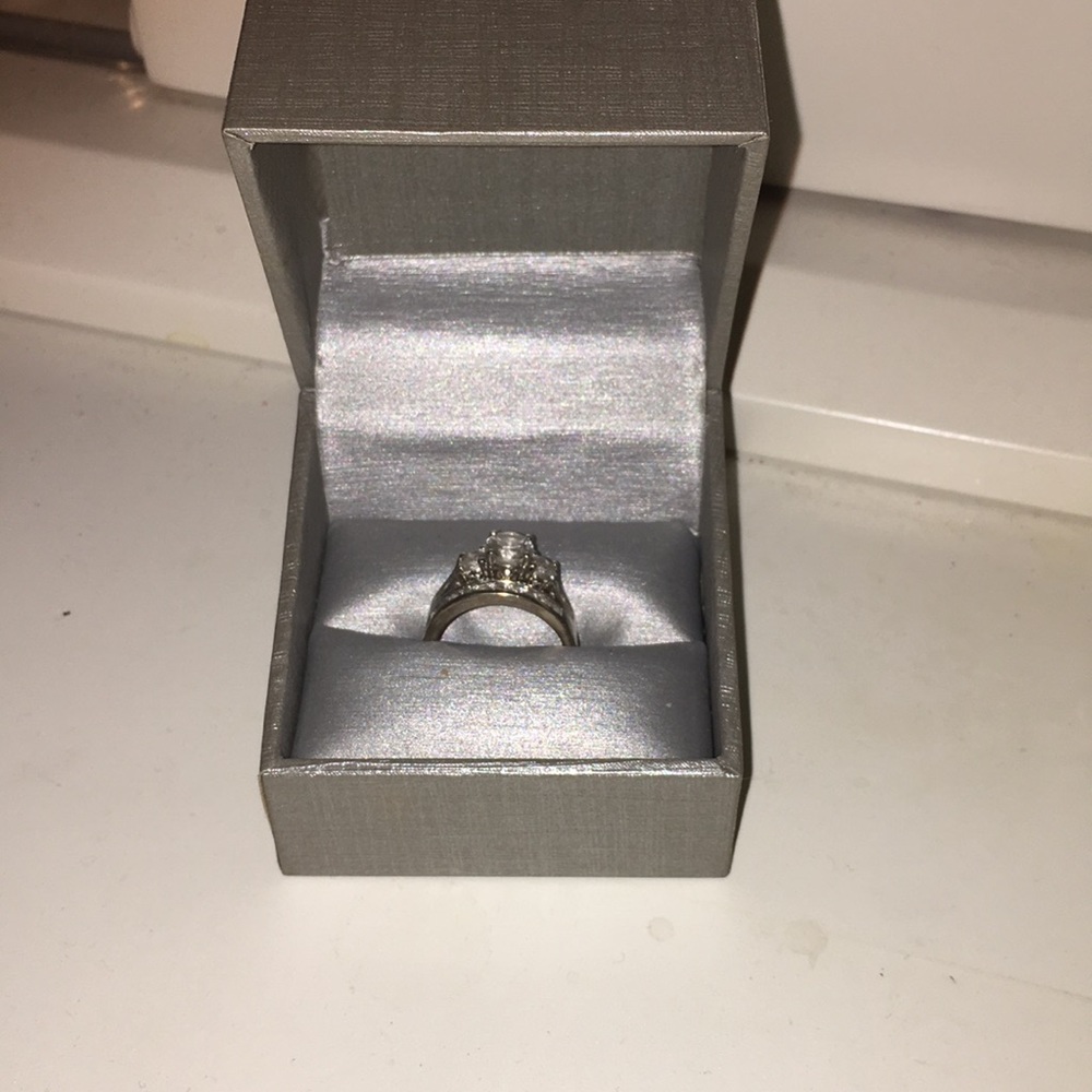 Zales White Sapphire Wedding Ring Set